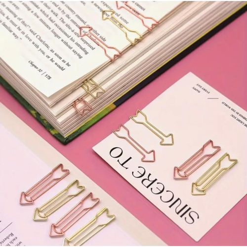 product_image_name-Generic-Lot de 10 Marque-pages en Forme de Flèche – Métal Doré & Rose Doré-1