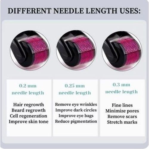 product_image_name-Derma-ديرما رولر بإبرة دقيقة لنمو الشعر، أداة للعناية بالبشرة، تيتانيوم,ديرما رولر تيتانيوم ميكرونيدل لنمو الشعر واللحية-8
