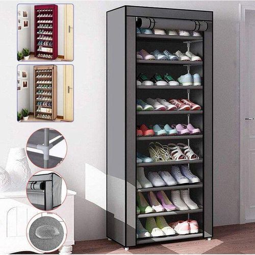 product_image_name-Generic-Étagère à chaussures à 9 niveaux , boîte de rangement, organisateur peu encombrant,  avec housse en tissu non tissé pour placard, couloir, chambre à coucher, entrée-1