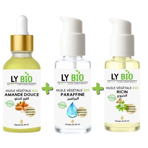product_image_name-LY BIO-PACK HUILE AMANDE DOUCE 50ML - PIPETTE + HUILE PARAFFINE 50ML - POMPE + HUILE RICIN 50ml - POMPE-1