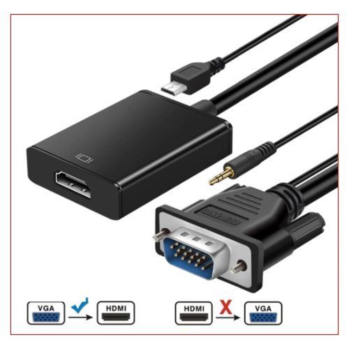 Generic Adaptateur HDMI vers VGA 1080P, Convertisseur HDMI Mâle à