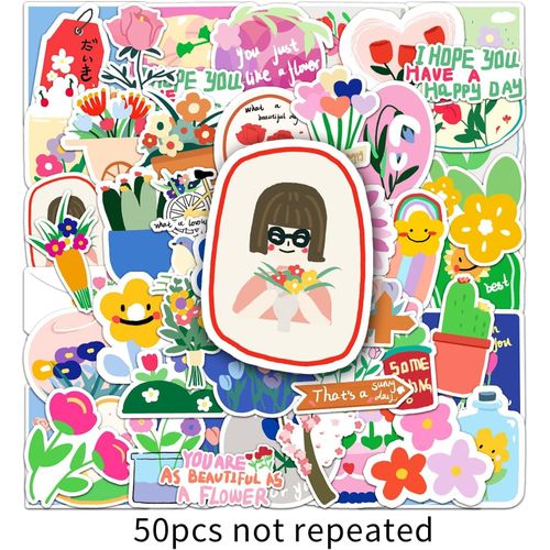 product_image_name-Generic-50 Pack Cute Cartoon Flowers Stickers pour Enfants Ordinateur Portable Esthétiq-2