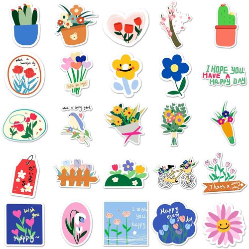 product_image_name-Generic-50 Pack Cute Cartoon Flowers Stickers pour Enfants Ordinateur Portable Esthétiq-3