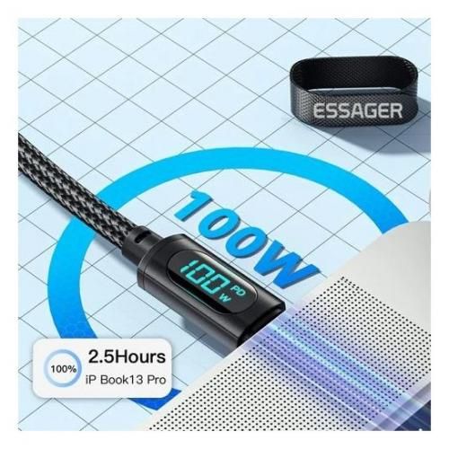 product_image_name-ESSAGER-Cable Usb-C Vers Type-C 100W PD 5A Charge Rapide 4.0 longueur 2 mètre-3