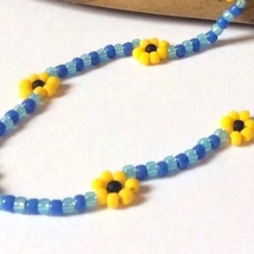 product_image_name-Generic-Collier Blue & Yellow Flower Beads-3