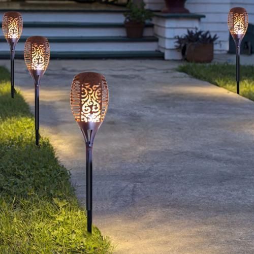 Solar Lamps Torche solaire imperméable allume la lampe de jardin extérieur  la flame Solaire à prix pas cher