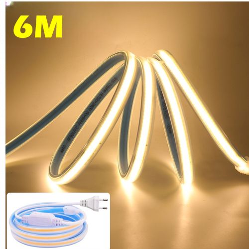 Neon 6m Nouvelle génération LED Strip COB 220v Étanche Flexible Ruban  couleur jaune à prix pas cher