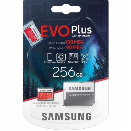 Samsung Evo Plus 256GB Micro SD Card SDXC UHS-I 100MB/s U3 4K avec