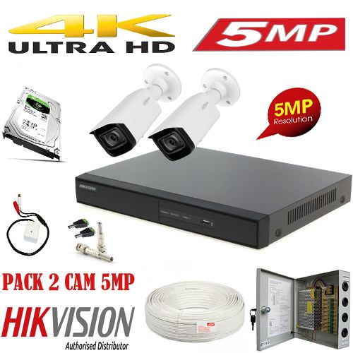 Hikvision Pack Caméras 5MP avec 4 Cameras Etanches + DVR Turbo HD