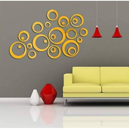 Generic 24 pièces/4 ensembles 3D miroir muraux créatif cercle anneau  chambre décors pour famille décoration adhésif vinyle maison décalcomanie à  prix pas cher