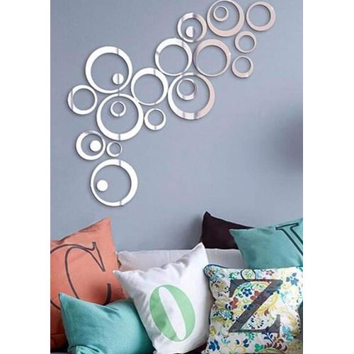 Generic 24 pièces/4 ensembles 3D miroir muraux créatif cercle anneau  chambre décors pour famille décoration adhésif vinyle maison décalcomanie à  prix pas cher