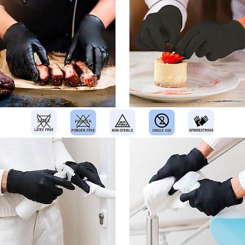 product_image_name-Generic-Gants en Nitrile Noirs pour Cuisine Protection et Dextérité Inégalées, Gants de Cuisine en Nitrile Noirs  Idéaux pour Protéger Vos Mains,Parfaits pour les Chefs,Black kitchen gloves 100 pes size M-2
