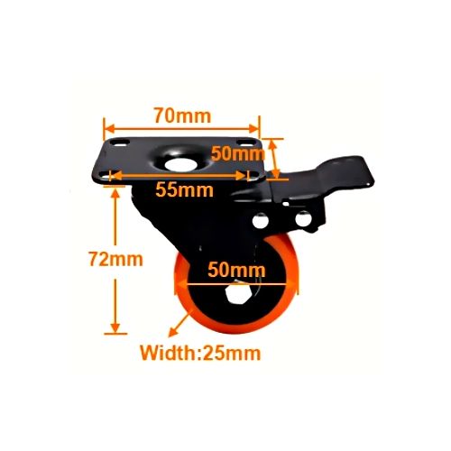product_image_name-Generic-4 pièces Roues pivotantes en chariot de roulettes lourdes 50mm avec frein-3
