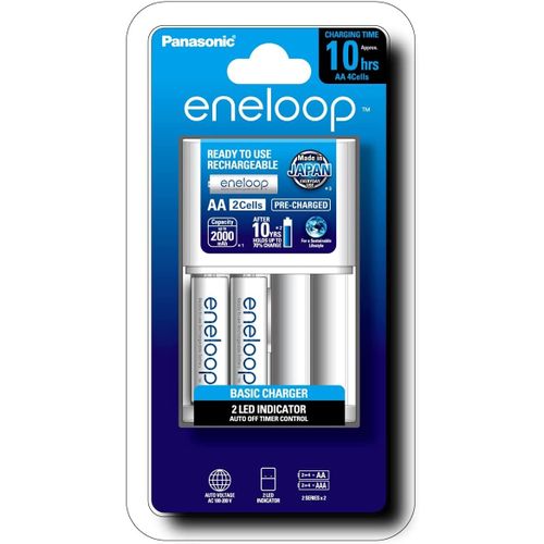 Panasonic 2 Batteries Eneloop AA 2000 mAh + Chargeur de 4 Piles AA ou AAA à  prix pas cher