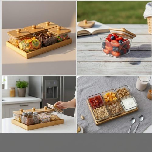 product_image_name-Generic-حامل صينية و6 برطمانات زجاجية - أغطية خشبية - من الخيزران والزجاج-2