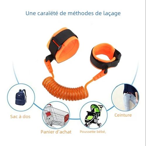 Sangle de sécurité pour enfants Anti-perte - Bracelet enfant anti-perte  souple au poignet - Sangle enfant pour marche élastique à ressort 35 à 150  cm