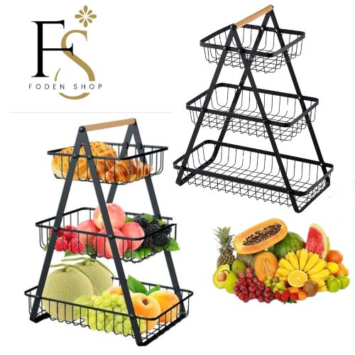 Étagère De Rangement Pour Fruits Et Légumes - Acier Au Carbone, 2 Ou 3 Niveaux, Pour Plan De Travail De Cuisine