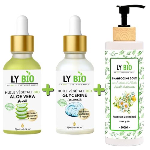 product_image_name-LY BIO-PACK HUILE ALOE VERA 50ml - PIPETTE + HUILE GLYCERINE 50ml - PIPETTE + SHAMPOOING AUX EXTRAITS DE PLANTES 200ML-1