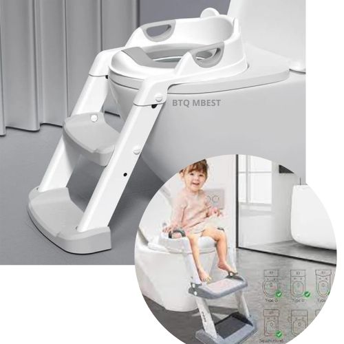 Generic chaise,Réducteur Toilette Enfant,Siège Réglable-Pliable  Antidérapantes-d'entraînement WC-BLANC-GRIS
