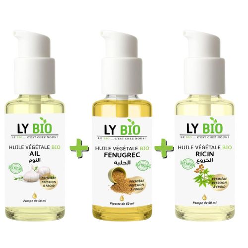 product_image_name-LY BIO-PACK HUILE AIL 50ML - POMPE + HUILE FENUGREC 50ML - POMPE + HUILE RICIN 50ml - POMPE-1