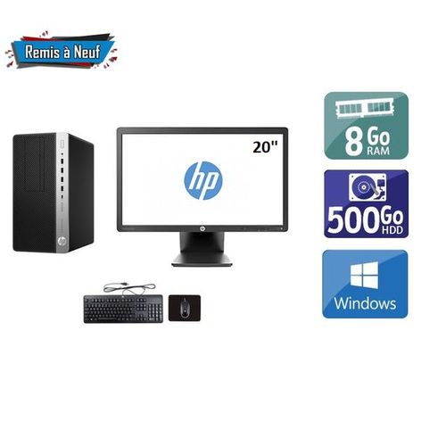 Hp Pack PC bureau complet i5- 6éme Gén-8Go Ram-500Go HDD + Ecran 20 -  Remis à Neuf à prix pas cher