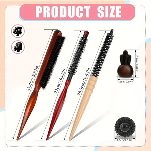 product_image_name-Generic-Lot de 3 brosses de coiffure professionnelles, brosse ronde pour sécher les cheveux, un peigne fin à poils en nylon et un peigne en aluminium pour cheveux lisses.-3