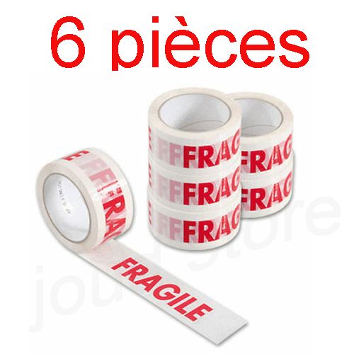 Generic LOT DE 6 RUBAN SCOTCH blanc impression fragile à prix pas cher