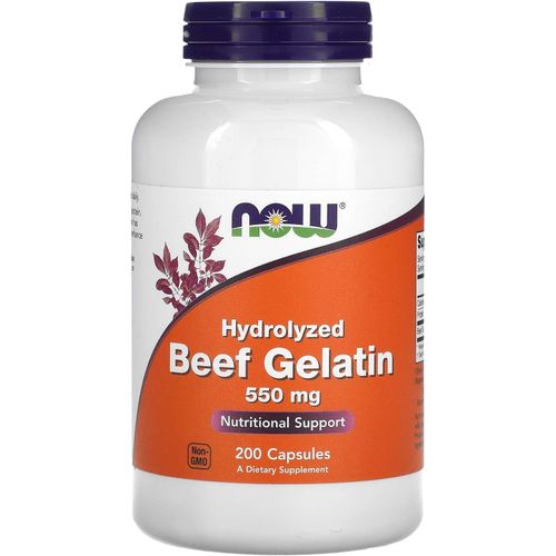 product_image_name-Now Foods-Hydrolyzed Beef Gelatin Gélatine de bœuf  550 mg 200 capsules-1