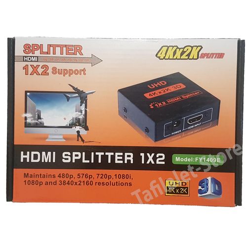 General HDMI Répartiteur 1x2 HDMI Splitter 1 entrée 2 sorties Amplificateur Distributeur 2 voies HDMI Ver 1.4 Soutien 3D HDCP - HDMI COMMUTATEUR 2 PORTS 1X2 - 1 SOURCE HDMI VERS 2 ECRANS/FULL HD 1080P/SOUTIEN 3D. HDMI séparateur