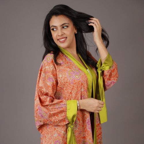 product_image_name-Generic-Kimono Court Orange Imprimé Floral et Bordures Vertes-4