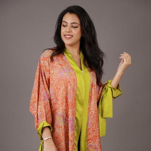 product_image_name-Generic-Kimono Court Orange Imprimé Floral et Bordures Vertes-5
