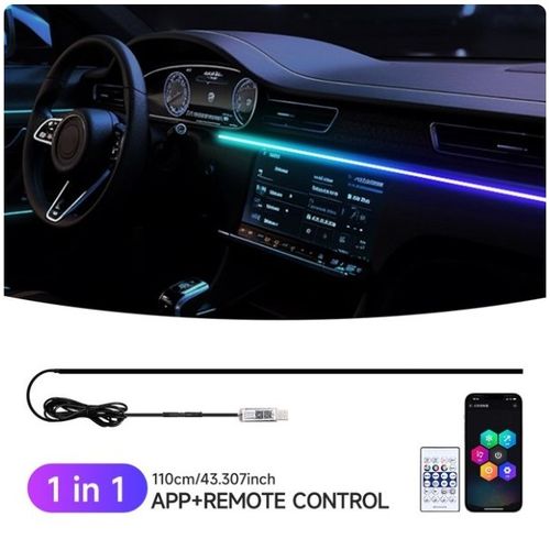 Generic Lumière ambiante LED pour voiture, 64 documents, bandes acryliques,  110cm, couleurs RGB, intérieur de voiture, application cachée, télécommande,  escales, lampe