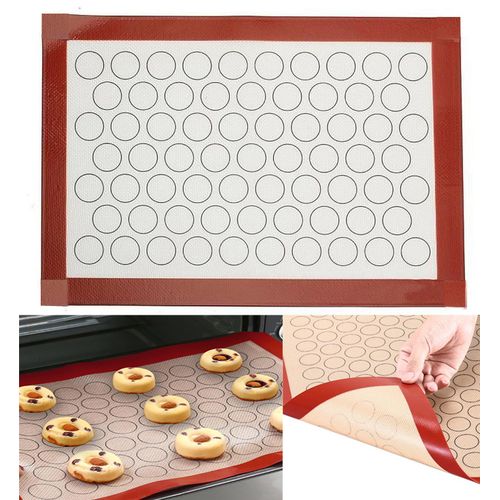 Tapis de Cuisson Macarons,48 Capacité Plaque à Macarons en Silicone,avec  Poche à Douille et 4 Douilles de Formes Differentes