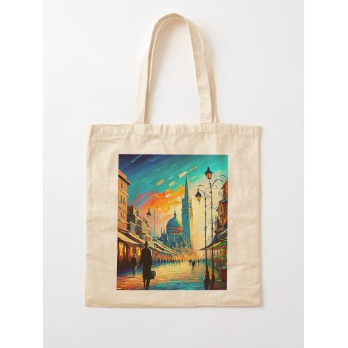 product_image_name-Generic-سوق نابض بالحياة في مراكش Warli اللوحة الكلاسيكيةيد قطن حقيبة-1