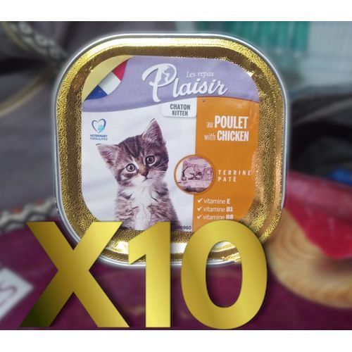 Plaisir X 10 Pâté pour Chatons au Poulet et au Lait Repas 100g prix maroc