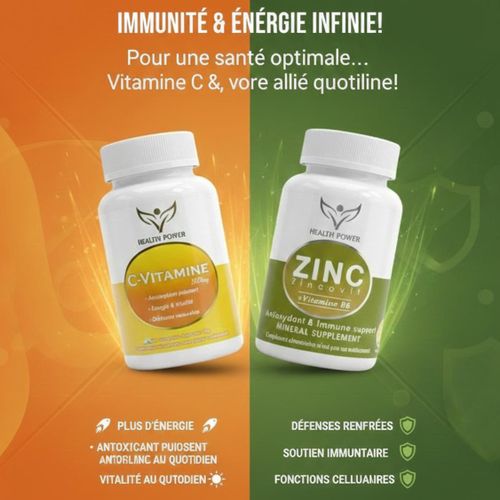 product_image_name-Health Power-PACK = Vitamine C 500mg 90 Comprimés + Zinc Zincovit + Vitamine B6 90 Comprimés-3