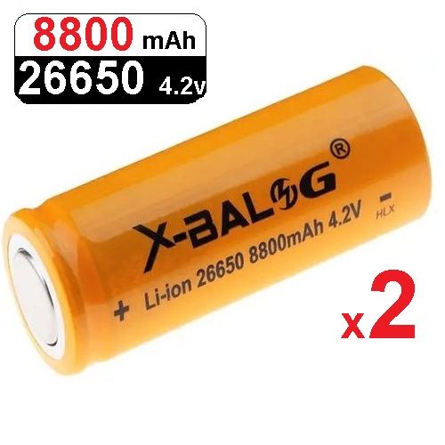 Generic Batterie Rechargeable 4.2V 26650 Li-ion Capacité 8800 mAh Sans Tête  // 2 Pcs à prix pas cher