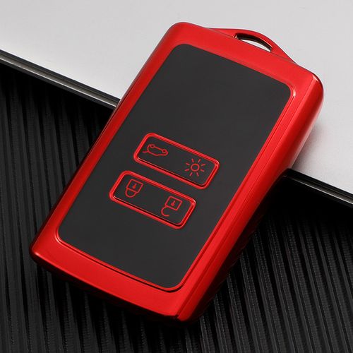 Autre étui à clé de voiture en tpu housse de protection à distance pour  Renault Koleos Kadjar mégane coque de protection clé intelligente(Red)