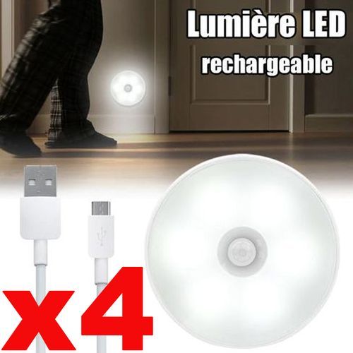 3 Pack Veilleuse Led Rechargeable Usb Avec Détecteur De Mouvement