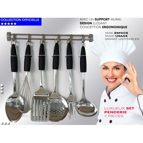 Set d'ustensiles de cuisine Premium 7 pièces en acier inoxydable