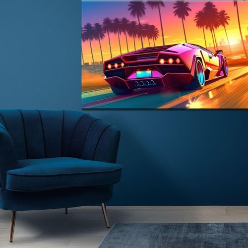 product_image_name-Generic-Tableau decoratif Sports Car Lamborghini Sunset Scenery - Mural - taille en choix-2