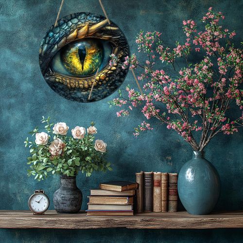 product_image_name-Generic-1pc Décoration Murale Classique Œil de Dragon - Plaque Suspendue en Bois Fabriqué pour la Maison, la Cuisine, le Jardin, le Patio, Décoration Intérieure & Extérieure - Thème de Couronne de Noël Anglais Polyvalent, Art Mural Rustique, Décoration Murale, D-4