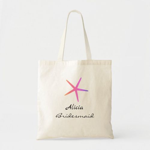 product_image_name-Generic-Tote bag bridesmaid pink starfish name cute stylish wedding Unique, haute qualité-1