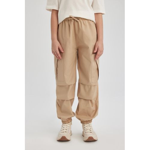 product_image_name-Defacto-Pantalon Cargo Parachute Tissé Fille - Beige.-3