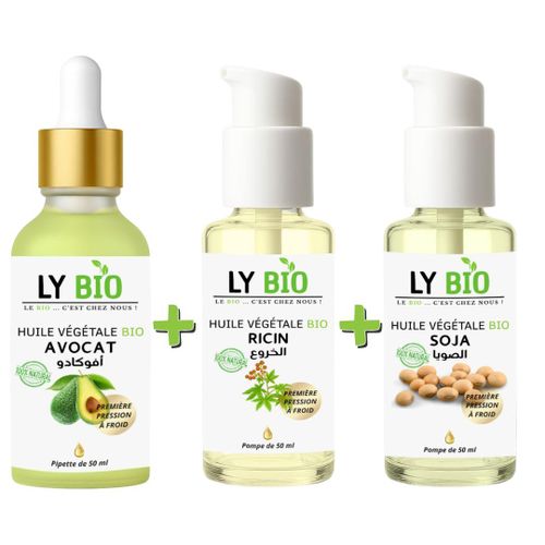 product_image_name-LY BIO-PACK HUILE AVOCAT 50ml - PIPETTE + HUILE RICIN 50ml - POMPE + HUILE SOJA 50ML - POMPE-1