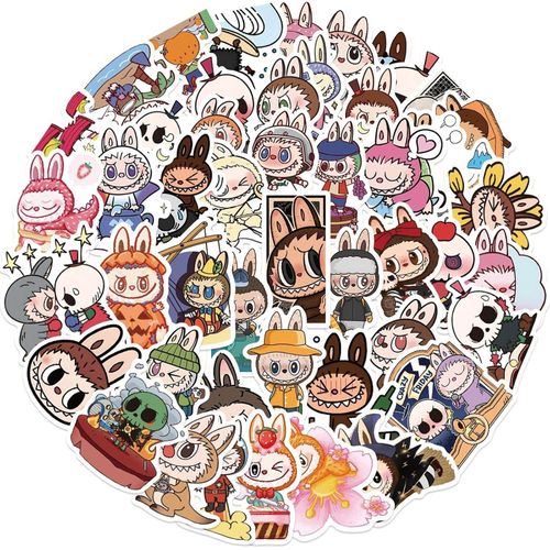 product_image_name-Generic- 50pcs Labubu Cartoon Stickers for Teen Water Bottle, Cool Terror Labubu Waterproof Vinyl Decal for Kids Adult Girl Laptop Skateboard Phone Guitar Travel-1