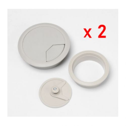 Generic Porte-câble ronde en plastique,trou de passe-fil Pour bureau 60 mm  Blanc x 2 à prix pas cher