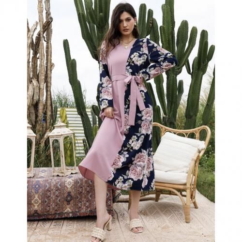 Generic Robe fleurie bicolore avec ceinture a prix pas cher Jumia Maroc