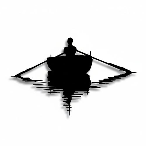 product_image_name-Generic-Tableau mural noir représente un rameur sur sa barque en bois MDF 40*30CM-2