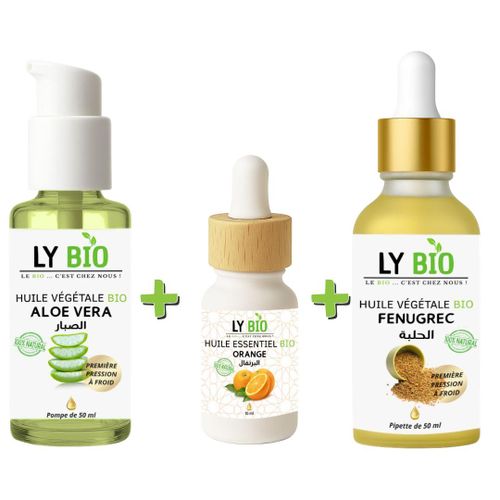 product_image_name-LY BIO-PACK HUILE ALOE VERA 50ml - POMPE + HUILE ESSENTIEL ORANGE 10ML + HUILE FENUGREC 50ML - PIPETTE-1